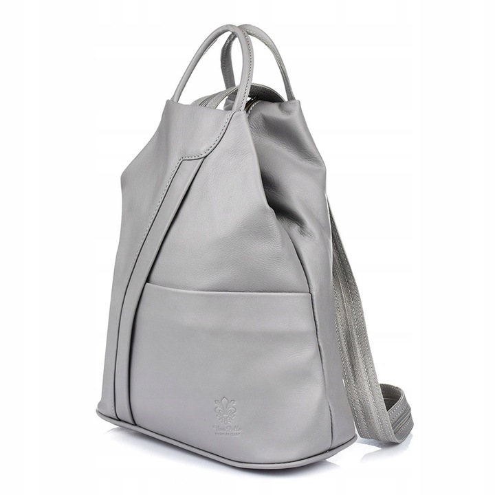 Női valódi bőr hátizsák, elegáns, olasz, szürke, Beltimore