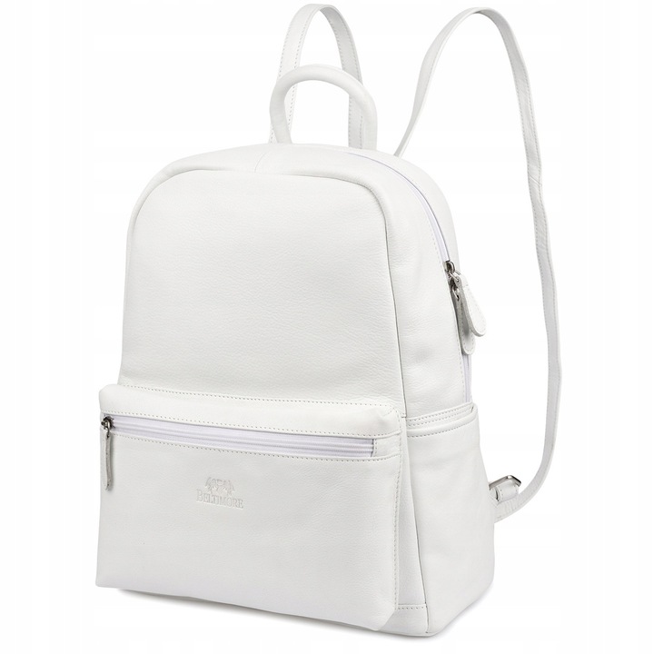 Női A4-es Fehér Valódi Bőr Hátizsák, Elegáns, Tágas, Masszív