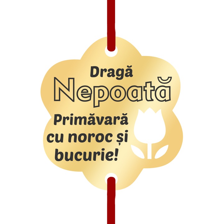 Martisor Bratara Inox Placat Aur 18K Floare Lalea Draga Nepoata