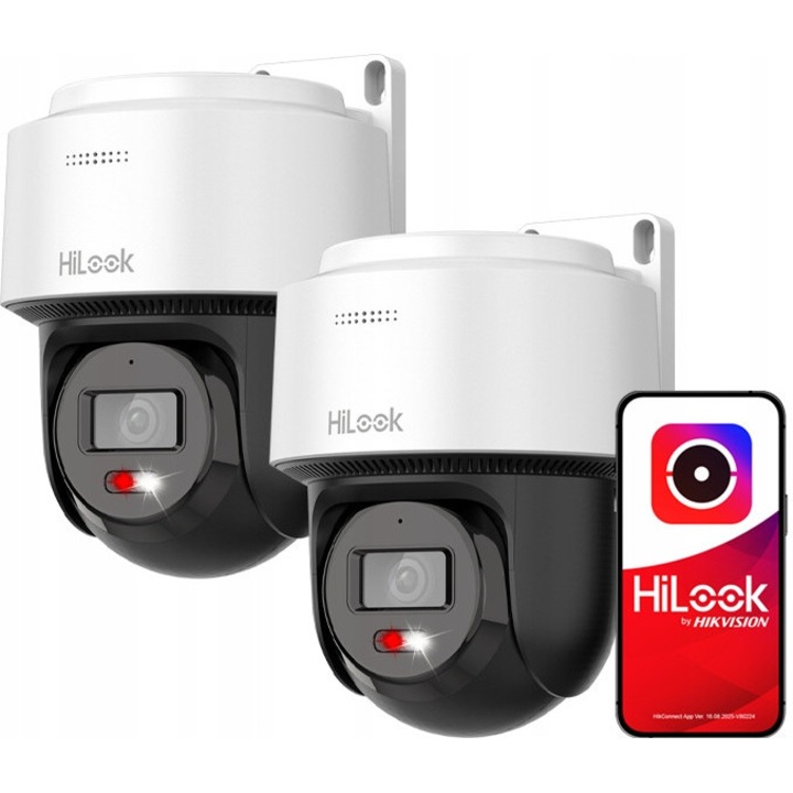 Set camere IP PTZ HiLook 4MPX, 2560x1440, obiectiv 2.8mm, autotracking, IP66