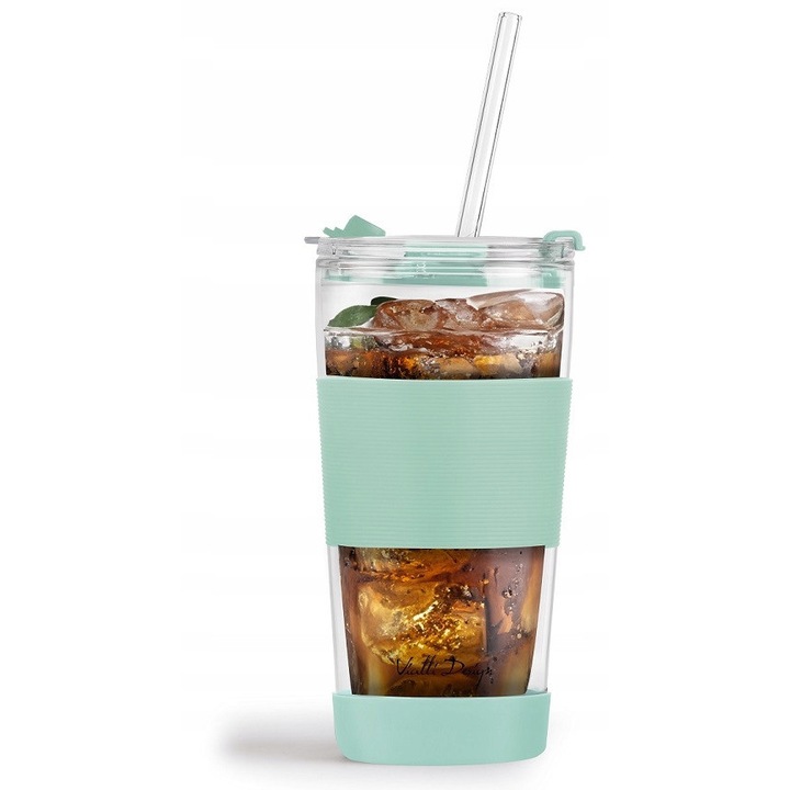 Vialli Design Fuori termobögre, 600 ml, boroszilikát üveg, duplafalú kivitel, légmentesen záródó fedél