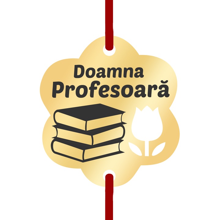 Martisor Bratara Inox Placat Aur 18K Floare Lalea Doamna Profesoara Carti