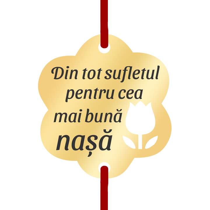 Martisor Bratara Inox Placat Aur 18K Floare Lalea Dedicatie Nasa