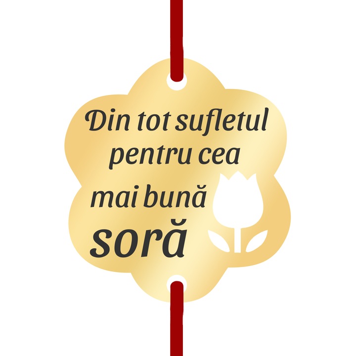 Martisor Bratara Inox Placat Aur 18K Floare Lalea Dedicatie Sora