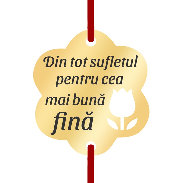 Martisor Bratara Inox Placat Aur 18K Floare Lalea Dedicatie Fina