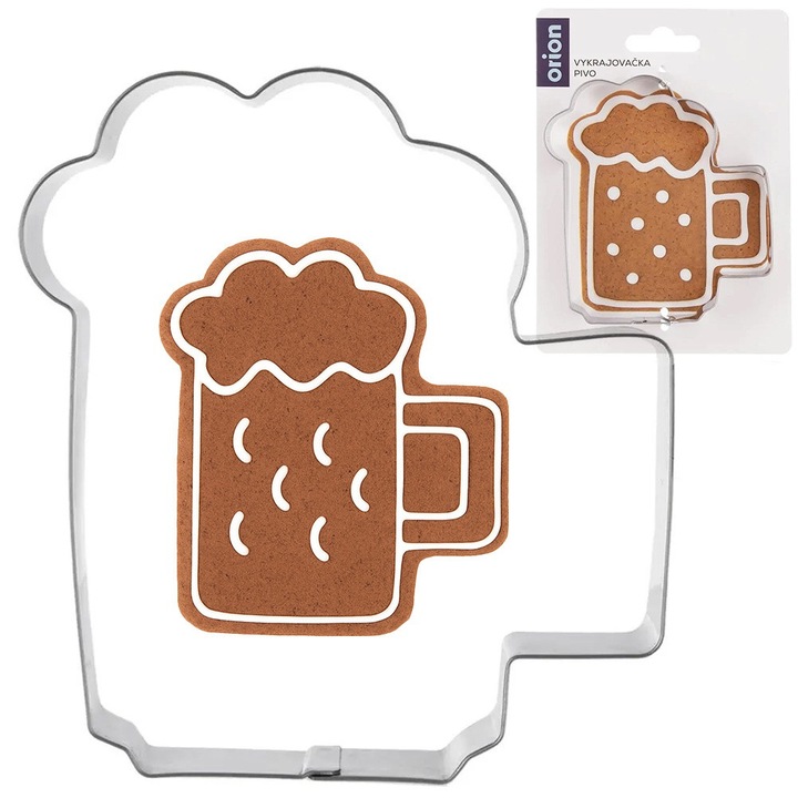 Forma prajituri, Orion, cutit pentru biscuiti in forma de kufel de bere, 10,5x9,5x2,5cm, din otel inoxidabil