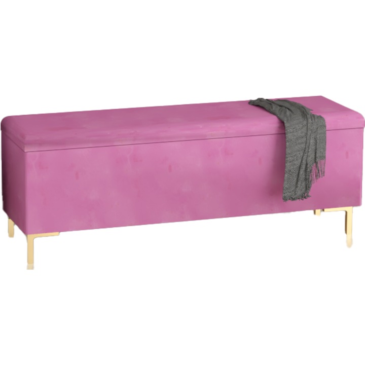 Табуретка с отварящ се капак, GERMAN, 100x35x46см, материал POSO, златни крака