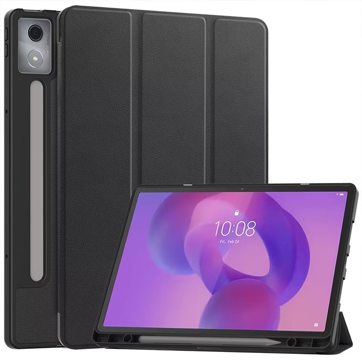 Калъф за Lenovo Idea Tab, 11.0″ (2025) с държач за стилус, еко кожа, Smart Cover – черен