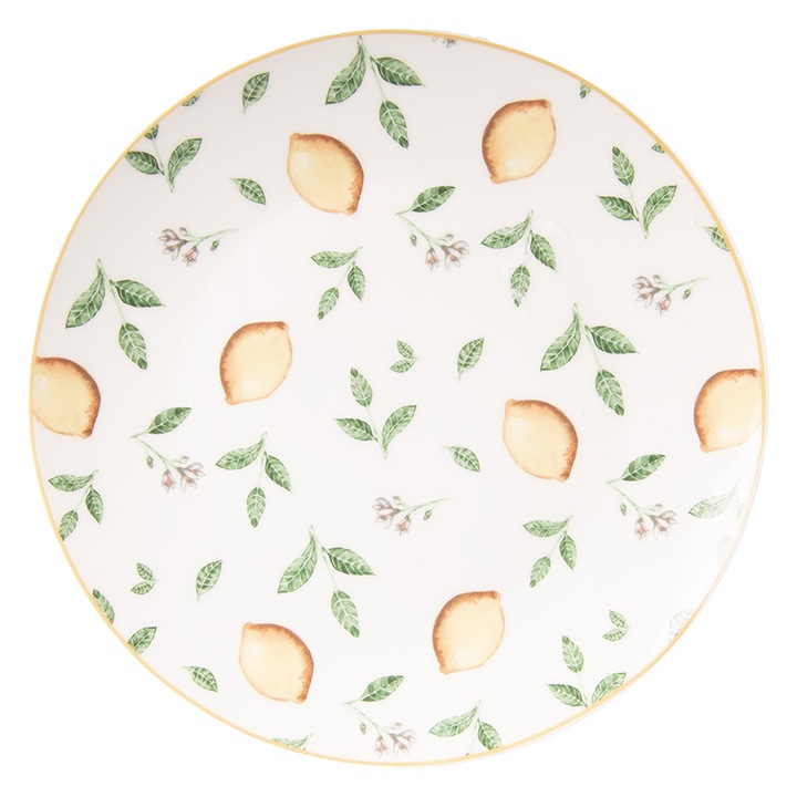 Többszínű porcelán tányér citrommal, Ø 20x2 cm
