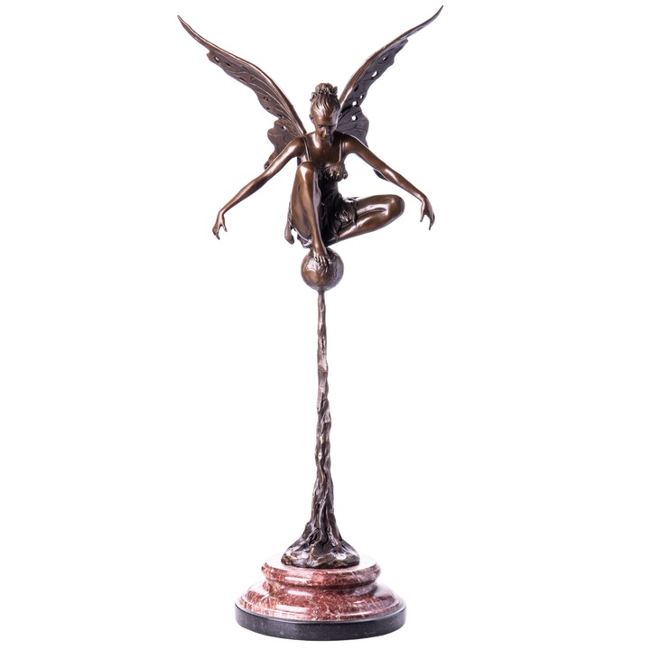 Statueta din bronz cu baza din marmura, echilibru și grație, 59x28x16cm