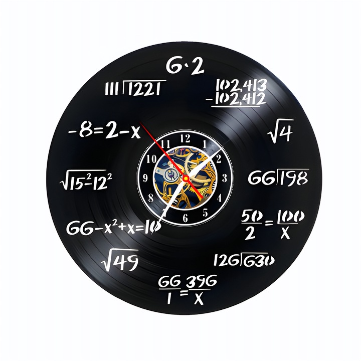 Ceas decorativ Matematica, disc de vinil, 30x30 cm, tema știință și artă