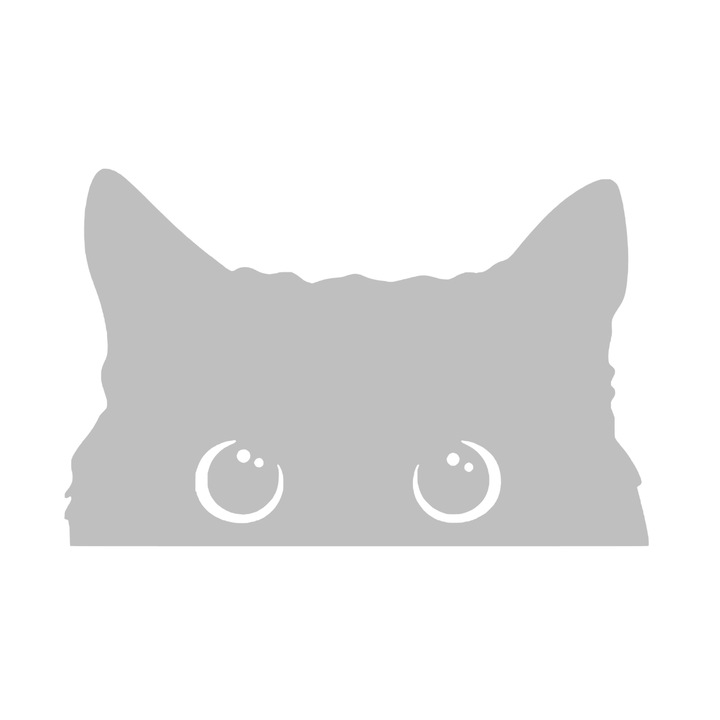 Sticker decorativ, autocolant pentru masina, cap de pisica, 20cm, gri