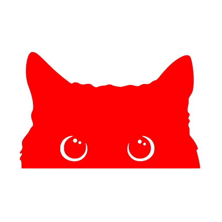 Sticker decorativ, autocolant pentru masina, cap de pisica, 20cm, rosu