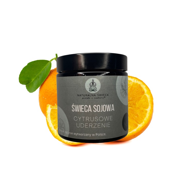 Lumanare Naturalna Swieca, "Explozie Citrica" , 120 ml, parfum intensiv citric, fitil din lemn