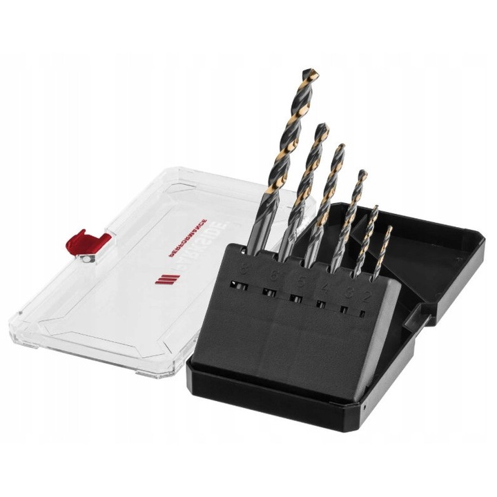 Set 6 Burghie Turbo-HSS ParkSide pentru Metal, Varf Anti-Alunecare, Diametre 2-8mm