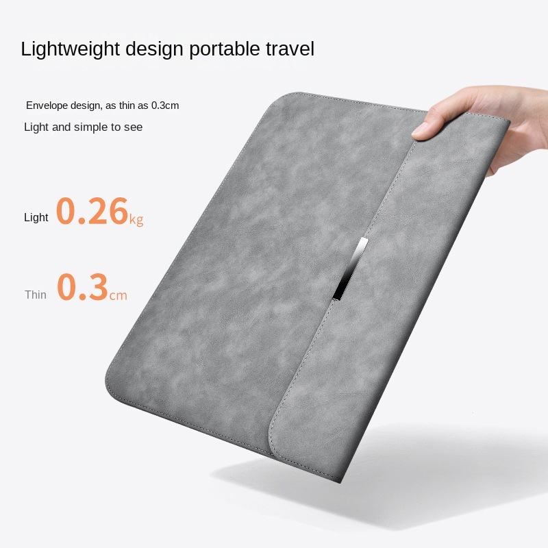 Geanta laptop 13-15 inch, Omelivon, impermeabila, gri inchis, include mouse pad integrat, 28.7x39.7cm