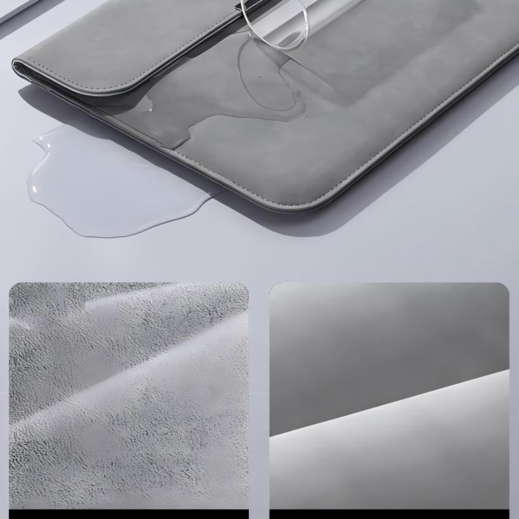 Geanta laptop 13-15 inch, Omelivon, impermeabila, gri inchis, include mouse pad integrat, 28.7x39.7cm