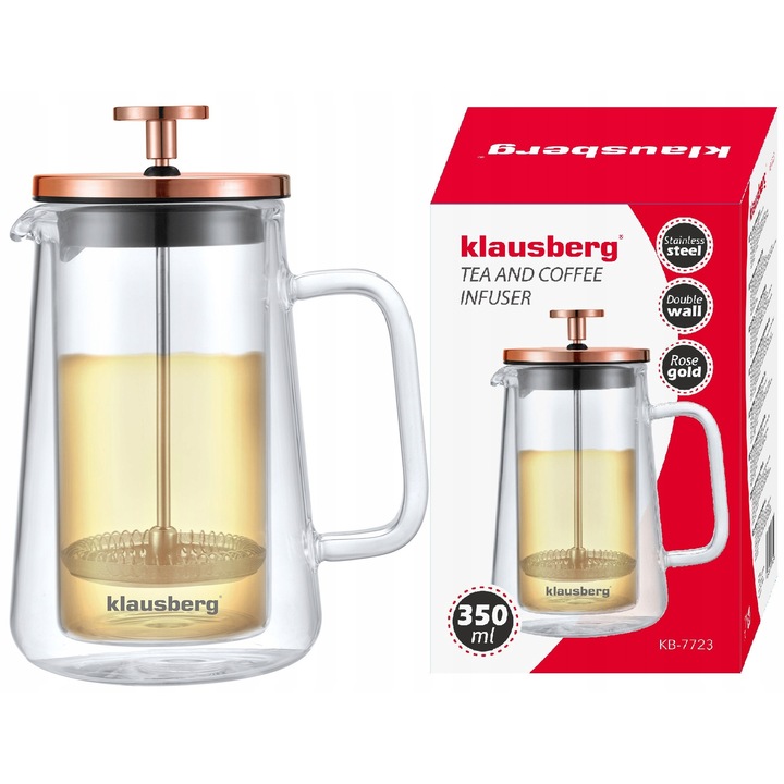 Infuzor Cafea/Ceai Klausberg Rose Gold 350ml - Design Elegant