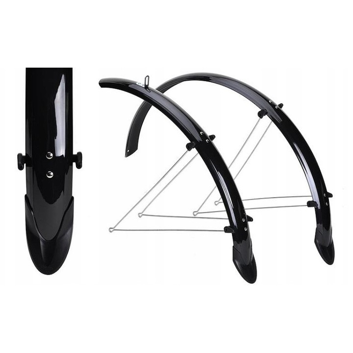 Set aripi bicicleta 28 inch, Orion, negru, 48mm, cu aparatoare noroi