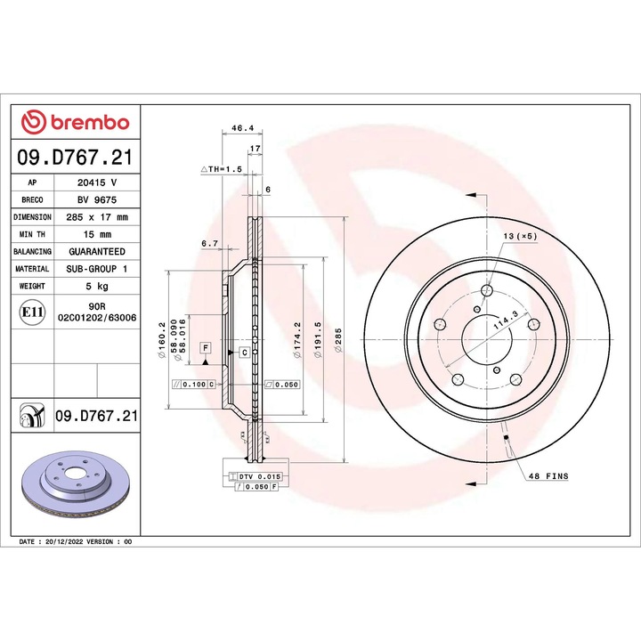 Set Discuri De Frana 09.D767.21 Subaru Forester