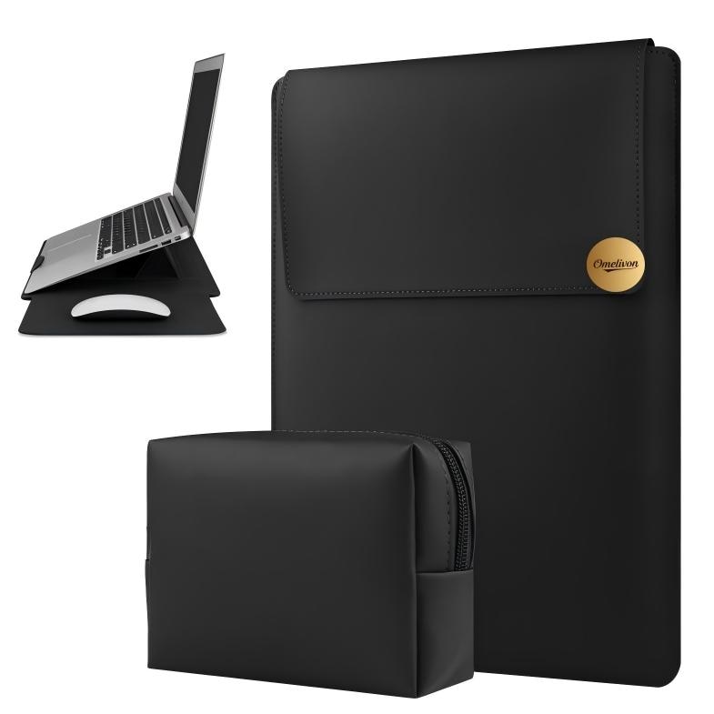 Husa laptop multifunctionala, Omelivon, 13-16 inch, negru, include geanta de depozitare si suport reglabil