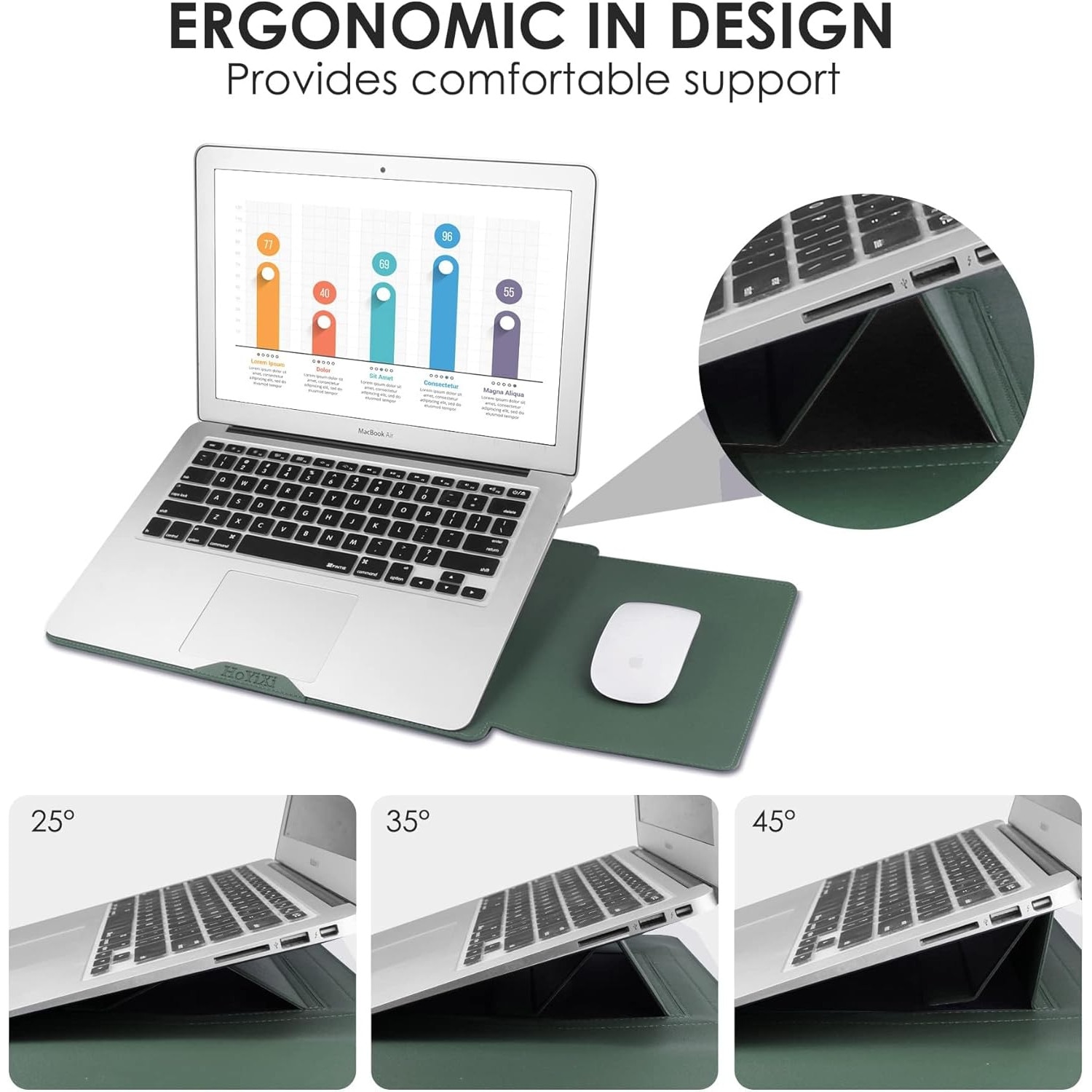 Husa laptop multifunctionala, Omelivon, 13-16 inch, impermeabila, verde, 28x37.4cm, include set de accesorii