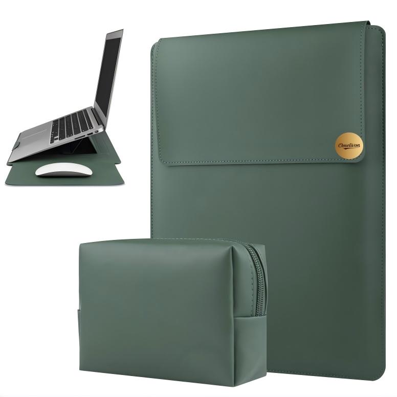 Husa laptop multifunctionala, Omelivon, 13-16 inch, impermeabila, verde, 28x37.4cm, include set de accesorii