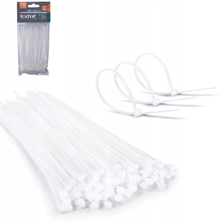 Coliere Cabluri 2.5x100mm Albe, 100 buc, Nylon - Fixare Rapida