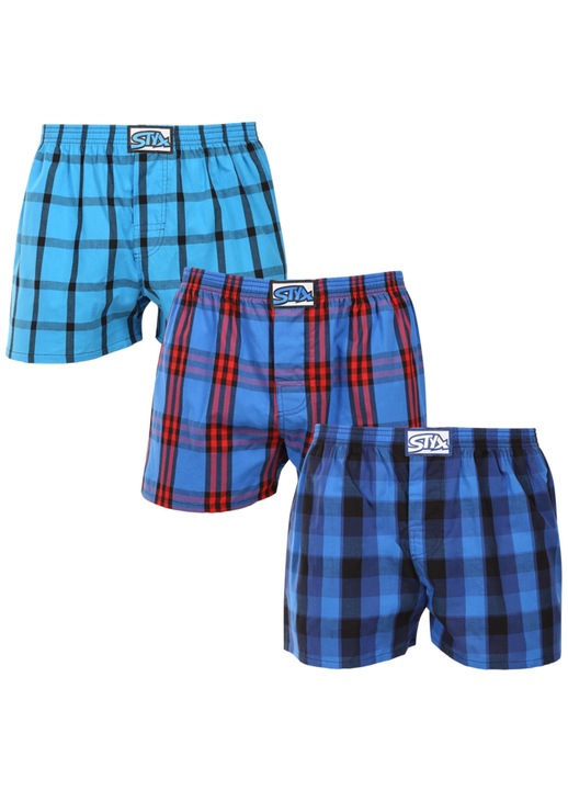 Set 3 chiloti barbatesti Styx, banda multicolor, lenjerie intima, Albastru