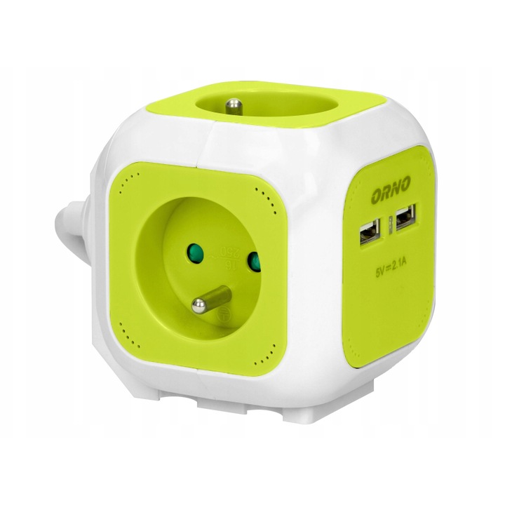 Разклонител Cube 4 контакта 2 USB, 1.4м, Orno