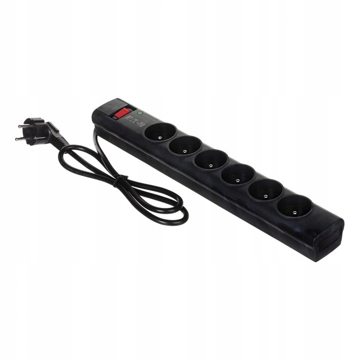 Prelungitor Eaton, 6 guri, 1m, negru, cu protectie impotriva supratensiunii