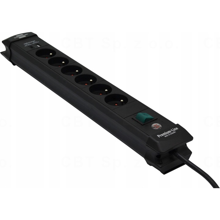 Prelungitor Brennenstuhl 6 prize, 1x USB-C, 1x USB-A, 3m, negru