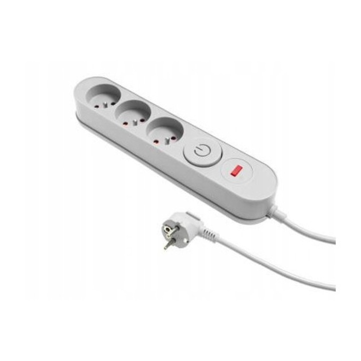 Разклонител със защита от пренапрежение, 3 контакта, 5м