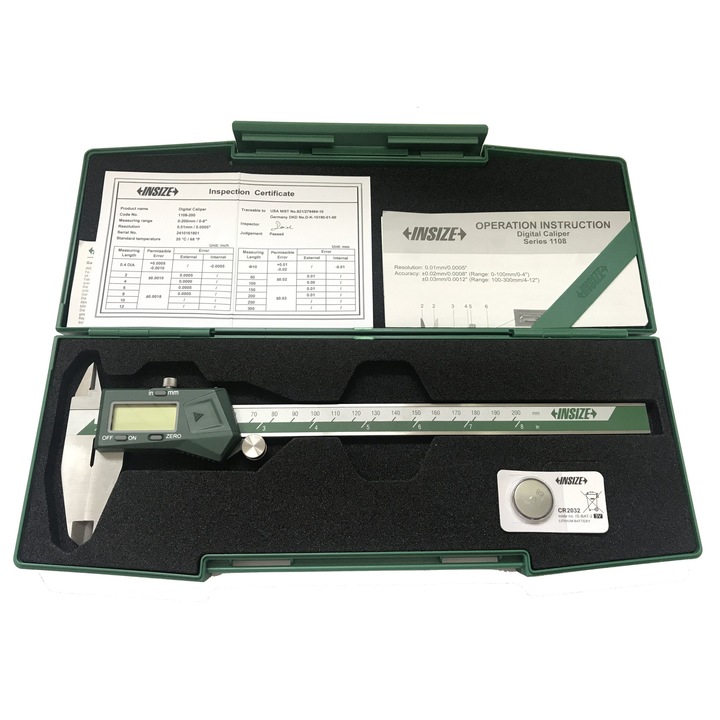 Subler Electronic Insize 200mm, Otel Inoxidabil, Certificat