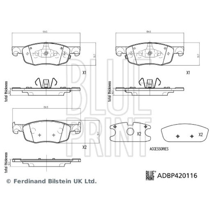 Fékbetét készlet, tárcsafék első tengely ADBP420116 Mazda 2 Toyota Aygo 10/Yaris