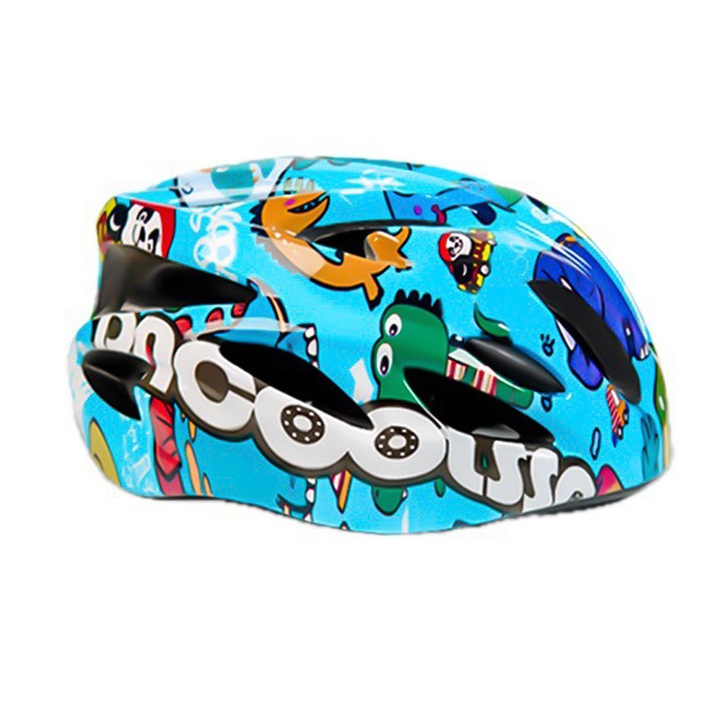 WESKIFAN gyermek védősisak, dinoszaurusz modell, állítható, kék, 48-58 cm