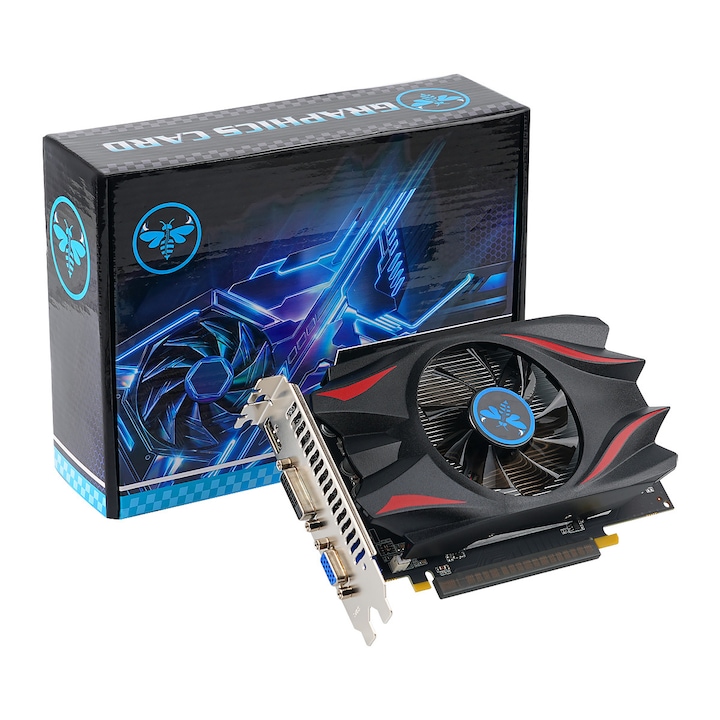 Placa video LUNAHORNET GTX 750 4GB GDDR5 128 BIT, placa grafica, ideala pentru jocuri si birou, racire silentioasa cu un ventilator, interfata HDMI, VGA si DVI