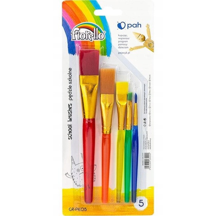 Set 5 Pensule Scolare Colorate Fiorello pentru Copii