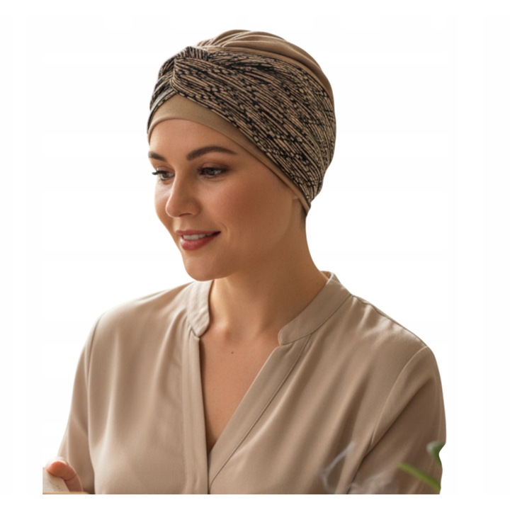 Turban Dama Lena Nude-530 Bumbac, Confortabil Post-Chimioterapie