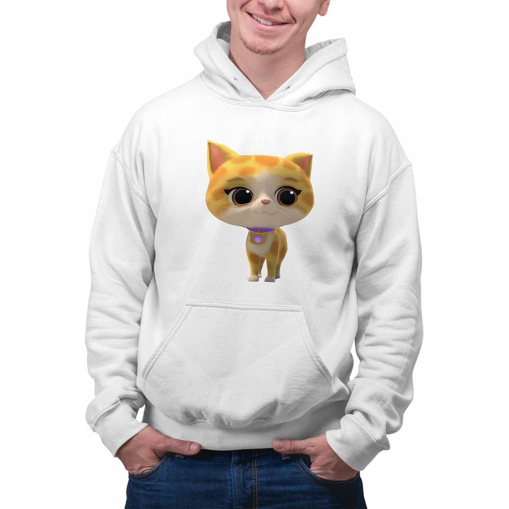 Hanorac Barbati SuperKitties Sclipi Sparks Super Pisicute CoolTrend, alb, marime M