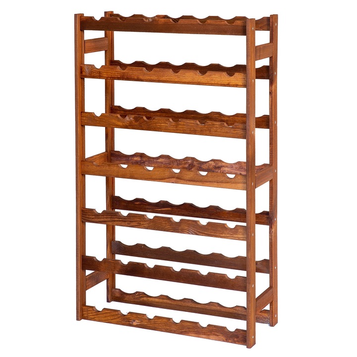 Suport bauturi, STOLMAK, suport din lemn pentru 42 sticle, culoare naturala