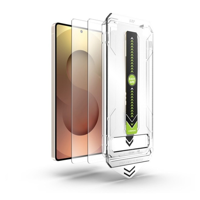 Pachet 2 x Folie Sticla Upzz® Titan Pentru Samsung Galaxy S26 ULTRA, Aplicator Inclus, Montaj Rapid, Transparenta Cu Rama Neagra