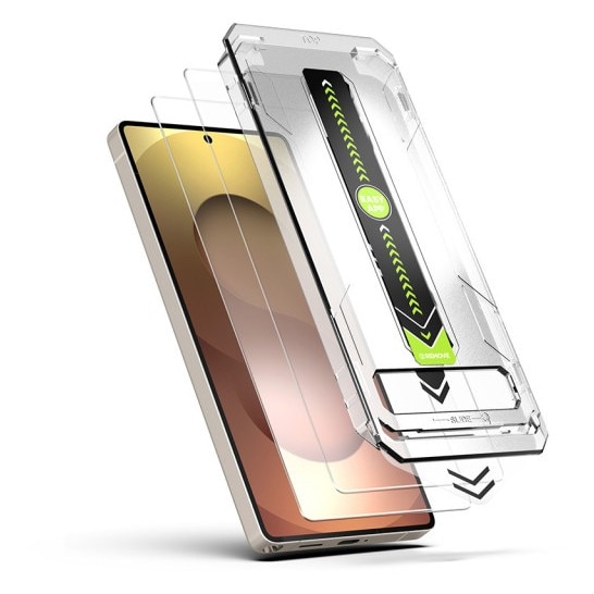 Pachet 2 x Folie Sticla Upzz® Titan Pentru Samsung Galaxy S26 ULTRA, Aplicator Inclus, Montaj Rapid, Transparenta Cu Rama Neagra