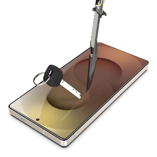 Folie Sticla Upzz® Titan Pentru Samsung Galaxy S26 ULTRA, Aplicator Inclus, Montaj Rapid, Transparenta Cu Rama Neagra