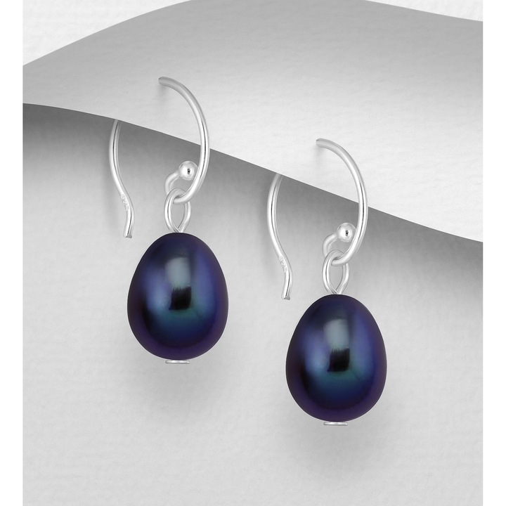 Cercei din argint cu perle negre