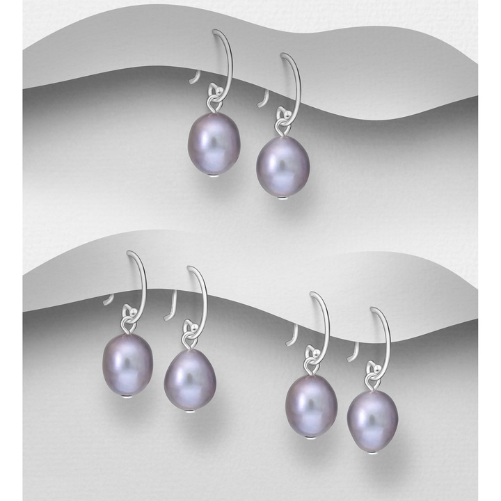 Cercei din argint cu perla violet