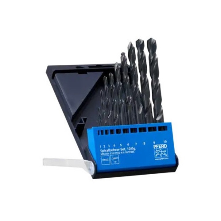 Set burghiu metal Pferd HSSG N DIN 338, 1, 0-10, 0 mm, 10 buc