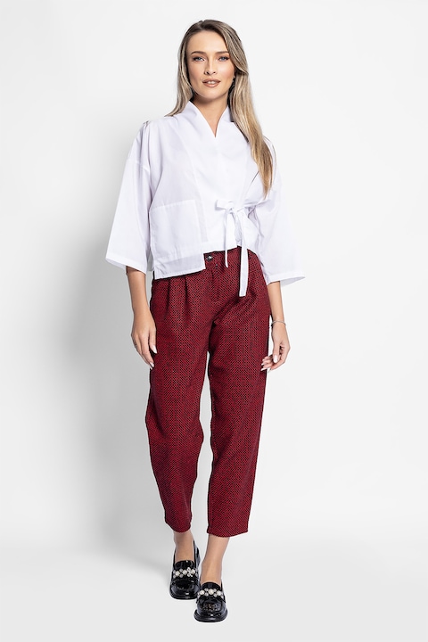 Antonia M, Pantaloni capri din amestec de lana cu talie inalta, Visiniu