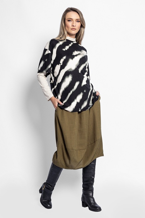 Antonia M, Fusta asimetrica cu buzunare, Kaki