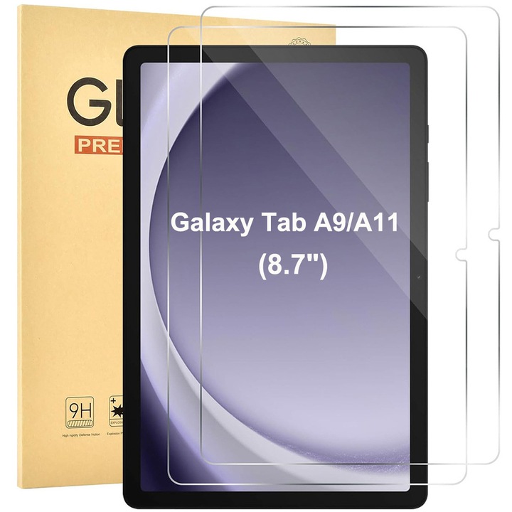 Folie Tempered Glass DEISNGB, pentru Samsung Galaxy Tab A9, A11, 8.7", HD transparent, Grosime 0.33mm, Sticla Securizata